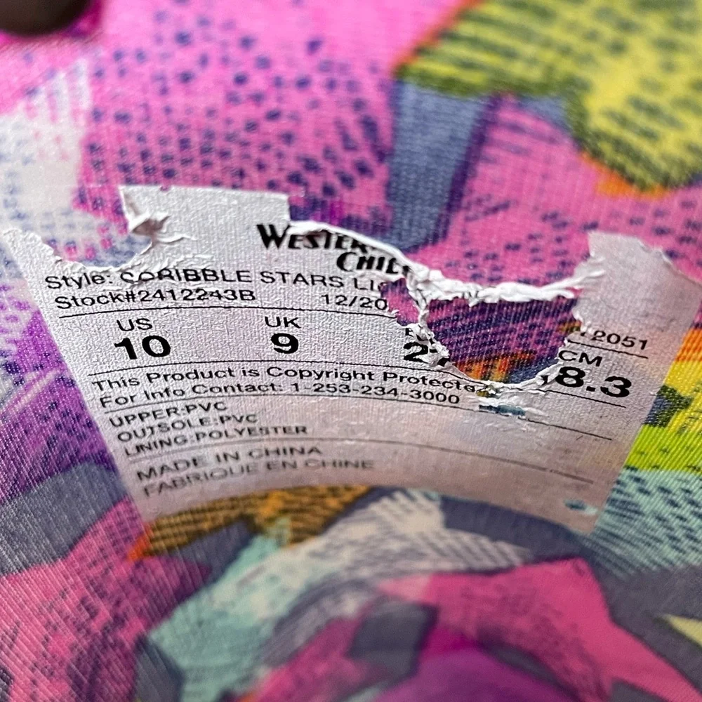 WESTERN CHIEF SCRIBBLE STARS Rain Boots 10